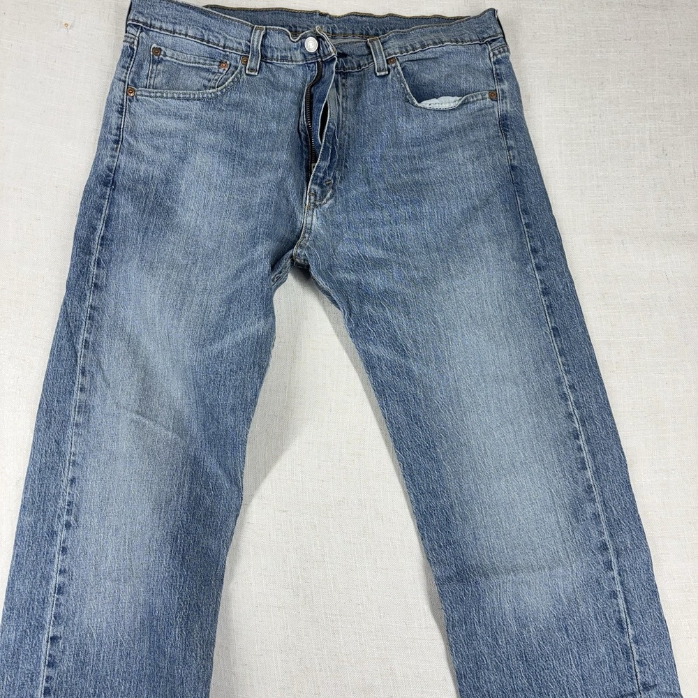 Levi's 505 Men's Regular Fit‎ Jeans Blue Light Wash Denim Pants Size 36x29